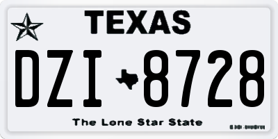 TX license plate DZI8728