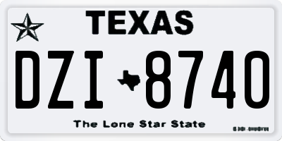 TX license plate DZI8740