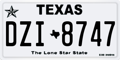 TX license plate DZI8747