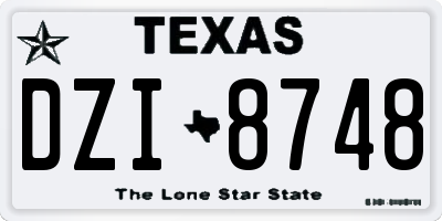 TX license plate DZI8748