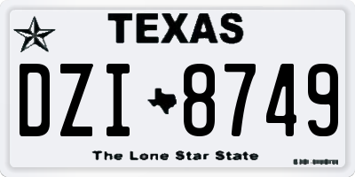 TX license plate DZI8749