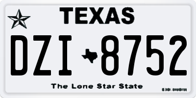 TX license plate DZI8752