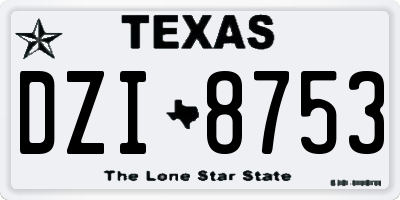 TX license plate DZI8753