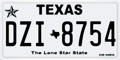 TX license plate DZI8754