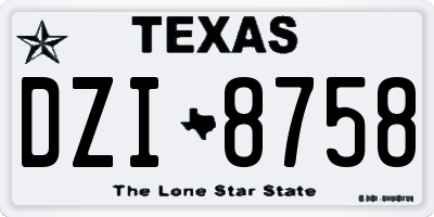 TX license plate DZI8758