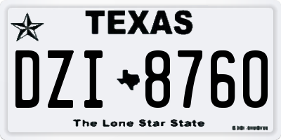 TX license plate DZI8760
