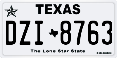 TX license plate DZI8763