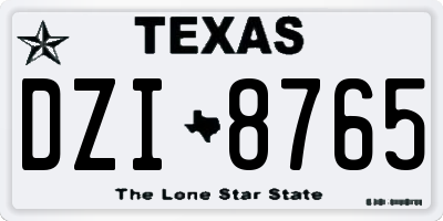 TX license plate DZI8765