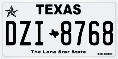 TX license plate DZI8768