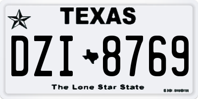 TX license plate DZI8769