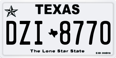 TX license plate DZI8770