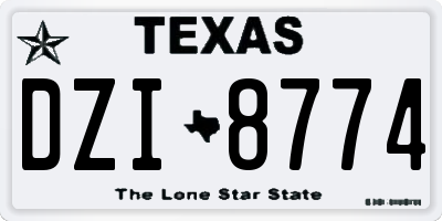 TX license plate DZI8774