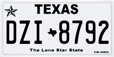 TX license plate DZI8792