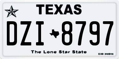TX license plate DZI8797