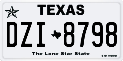 TX license plate DZI8798
