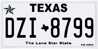 TX license plate DZI8799