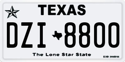 TX license plate DZI8800