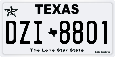 TX license plate DZI8801