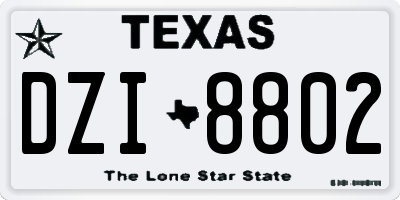TX license plate DZI8802