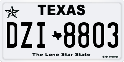 TX license plate DZI8803