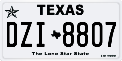 TX license plate DZI8807