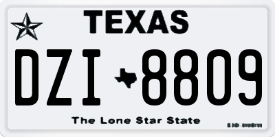 TX license plate DZI8809