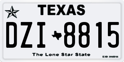 TX license plate DZI8815
