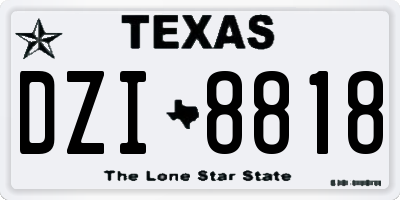 TX license plate DZI8818