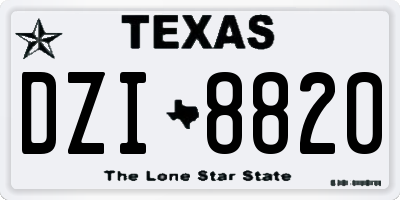 TX license plate DZI8820