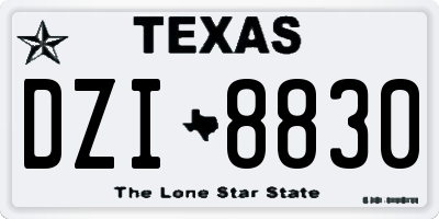 TX license plate DZI8830