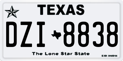 TX license plate DZI8838