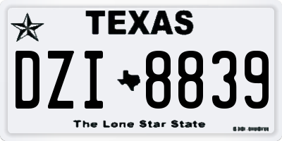TX license plate DZI8839