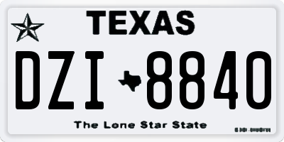 TX license plate DZI8840