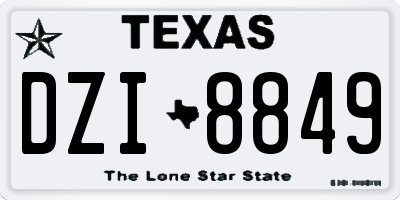 TX license plate DZI8849