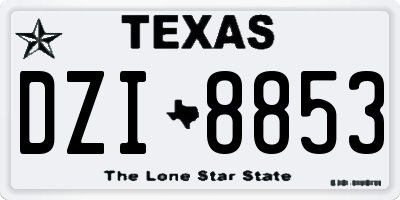 TX license plate DZI8853