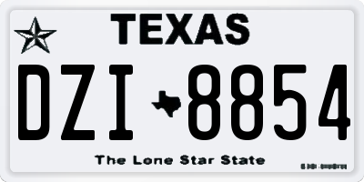 TX license plate DZI8854