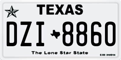 TX license plate DZI8860