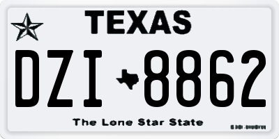 TX license plate DZI8862