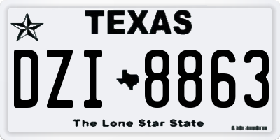 TX license plate DZI8863