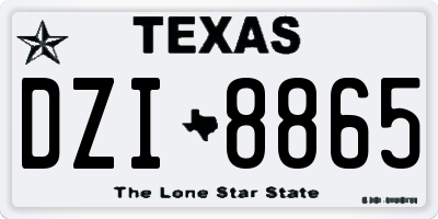 TX license plate DZI8865
