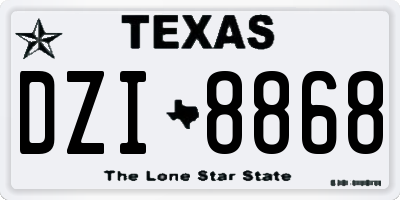 TX license plate DZI8868