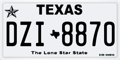 TX license plate DZI8870