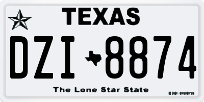 TX license plate DZI8874