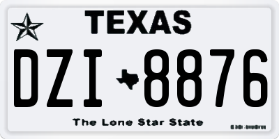 TX license plate DZI8876