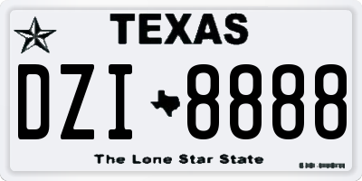 TX license plate DZI8888