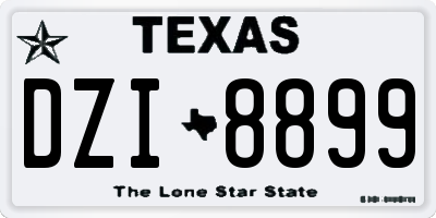 TX license plate DZI8899