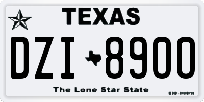 TX license plate DZI8900