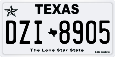 TX license plate DZI8905