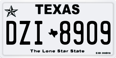 TX license plate DZI8909