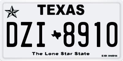 TX license plate DZI8910
